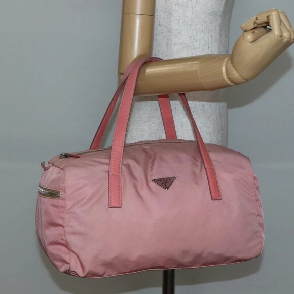 PRADA Hand Bag Nylon Pink Silver Auth - Picture 1 of 16